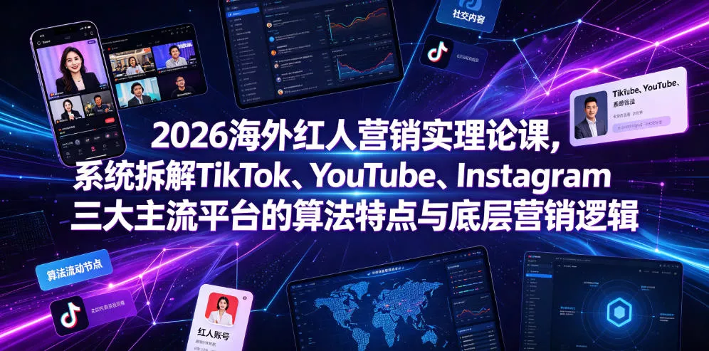 2026海外红人营销实理论课，系统拆解TikTok、YouTube、Instagram三大主流平台的算法特点与底层营销逻辑-泡泡网赚