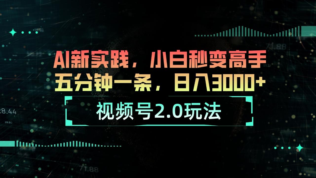 视频号2.0玩法 AI新实践，小白秒变高手五分钟一条，日入3000+-泡泡网赚