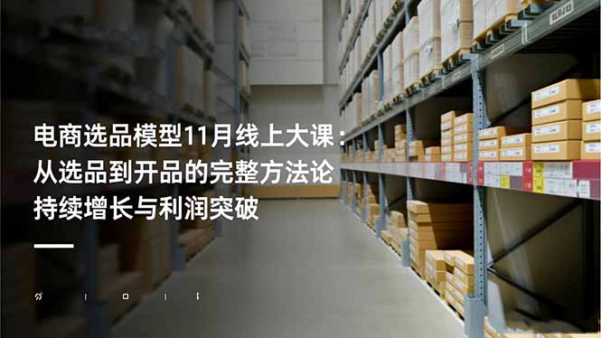 电商选品模型11月线上大课：从选品到开品的完整方法论 持续增长与利润突破-泡泡网赚