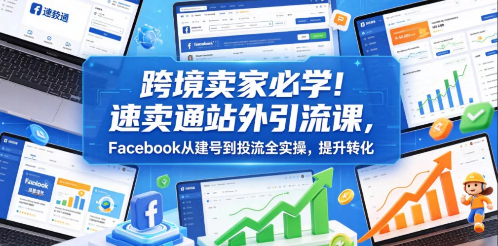跨境卖家必学！速卖通站外引流课，Facebook从建号到投流全实操，提升转化-泡泡网赚