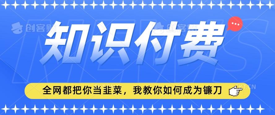 2024最新知识付费项目，小白也能轻松入局，全网都在教你做项目，我教你做镰刀【揭秘】-泡泡网赚