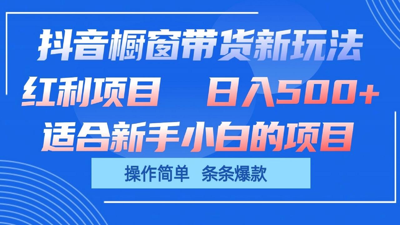 抖音橱窗带货新玩法，单日收益500+，操作简单，条条爆款-泡泡网赚