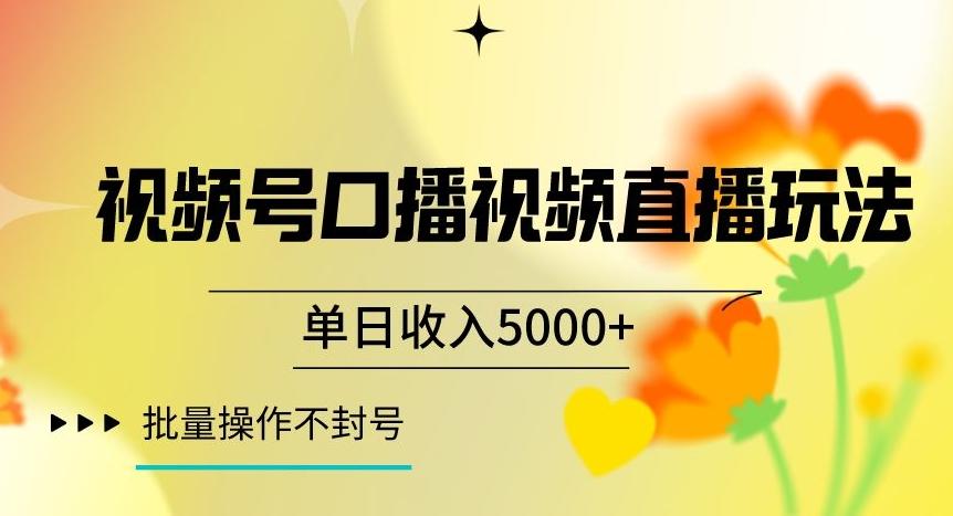 视频号囗播视频直播玩法，单日收入5000+，批量操作不封号【揭秘】-泡泡网赚