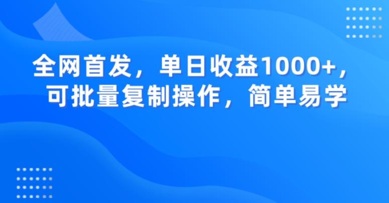 全网首发，单日收益1000+，可批量复制操作，简单易学【揭秘】-泡泡网赚
