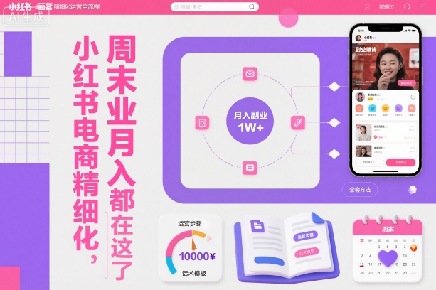 小红书电商精细化运营全流程，周末副业月入1W+，全套方法都在这了-泡泡网赚