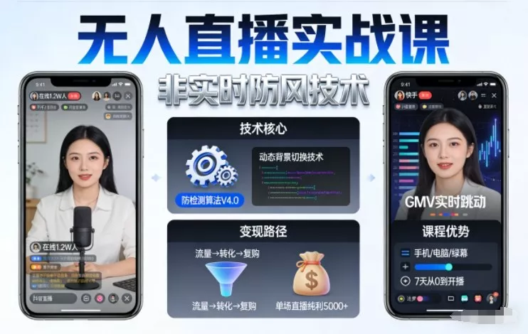宝子哥无人直播实战课，非实时防风技术，聚焦抖音快手等平台直播带货，轻松开启直播变现之路(更新2026年08月06日)-泡泡网赚