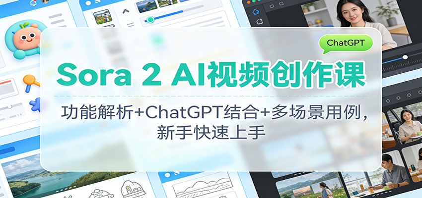 Sora 2 AI视频创作课：功能解析+ChatGPT结合+多场景用例，新手快速上手-泡泡网赚