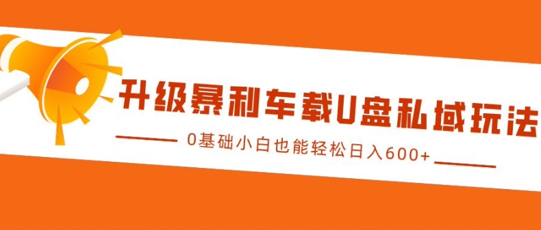 升级暴利车载U盘私域玩法，0基础小白也能轻松日入多张【揭秘】-泡泡网赚