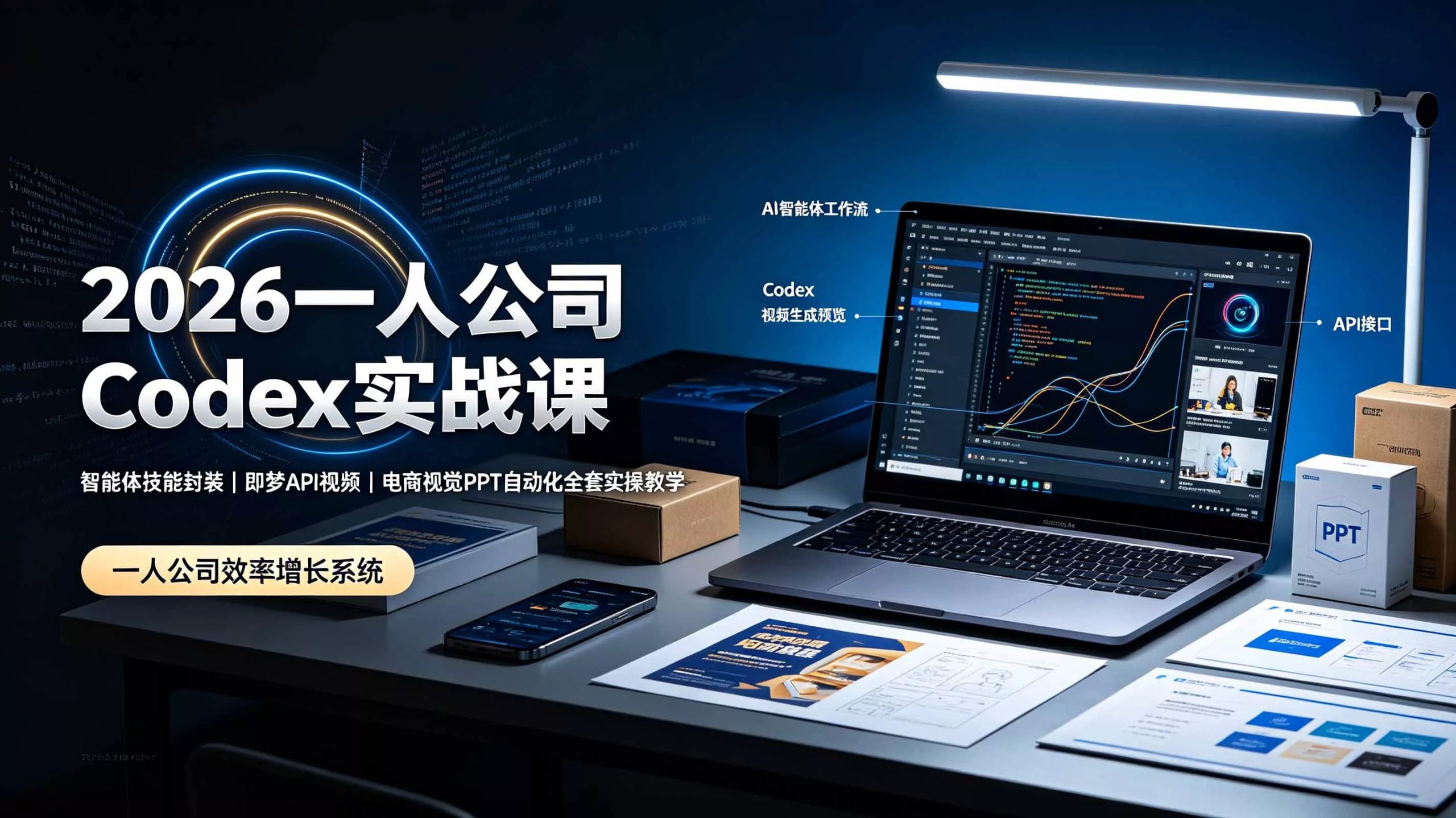 2026一人公司Codex实战课◆智能体技能封装｜即梦API视频｜电商视觉PPT自动化全套实操教学-泡泡网赚