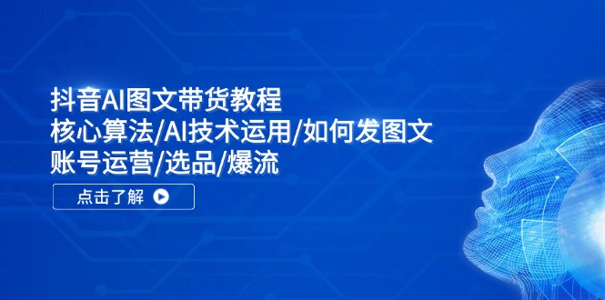 抖音AI图文带货教程：核心算法/AI技术运用/如何发图文/账号运营/选品/爆流-泡泡网赚