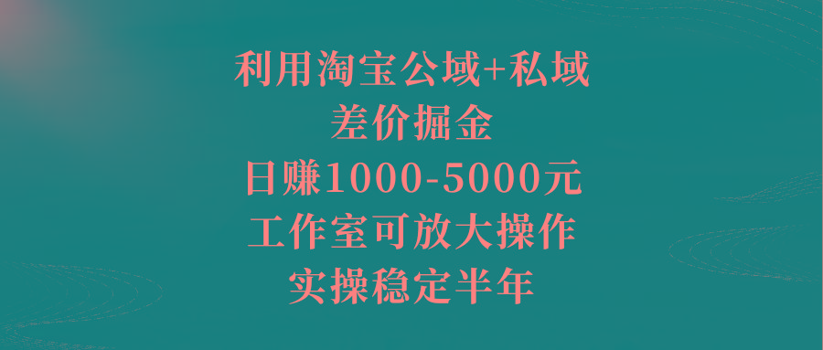 利用淘宝公域+私域差价掘金，日赚1000-5000元，工作室可放大操作，实操…-泡泡网赚