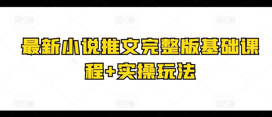 最新小说推文完整版基础课程+实操玩法-泡泡网赚