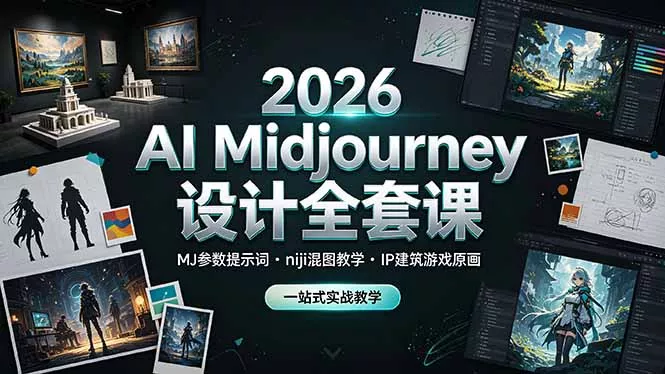 2026 AI Midjourney设计全套课,MJ参数提示词niji混图教学,IP建筑游戏原画一站式实战教学 2026 AI Midjourney设计全套课,MJ参数提示词niji混图教学,IP建筑游戏原画一站式实战教学