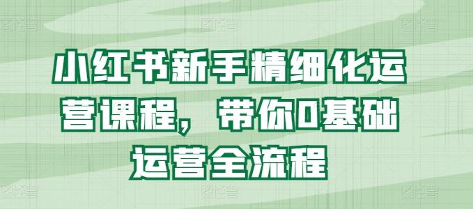 小红书新手精细化运营课程，带你0基础运营全流程-泡泡网赚