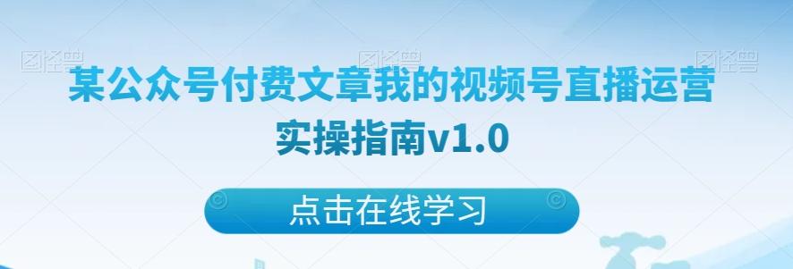 某公众号付费文章我的视频号直播运营实操指南v1.0-泡泡网赚