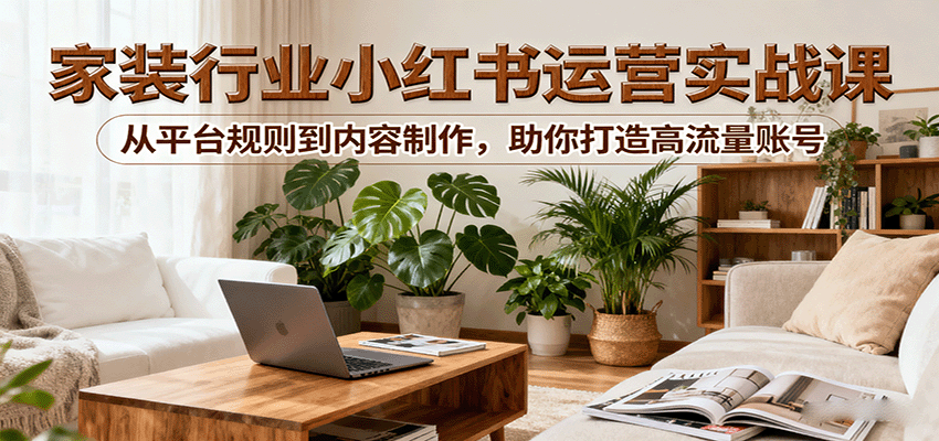 小红书家装行业运营实战课：从平台规则到内容制作，助你打造高流量账号-泡泡网赚