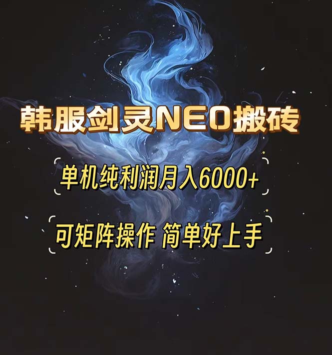 韩服剑灵NEO搬砖攻略，单机纯利润月入6000+ 可矩阵操作，简单好上手。-泡泡网赚