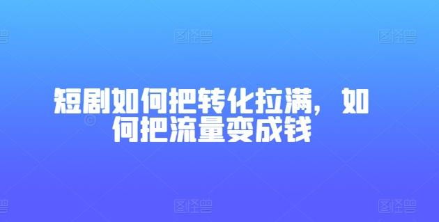 短剧如何把转化拉满，如何把流量变成钱-泡泡网赚