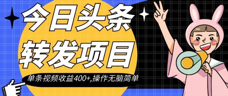今日头条转发项目，单条视频收益400+,操作无脑简单【揭秘】-泡泡网赚
