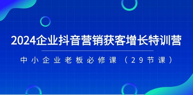 2024企业抖音-营销获客增长特训营，中小企业老板必修课(29节课-泡泡网赚