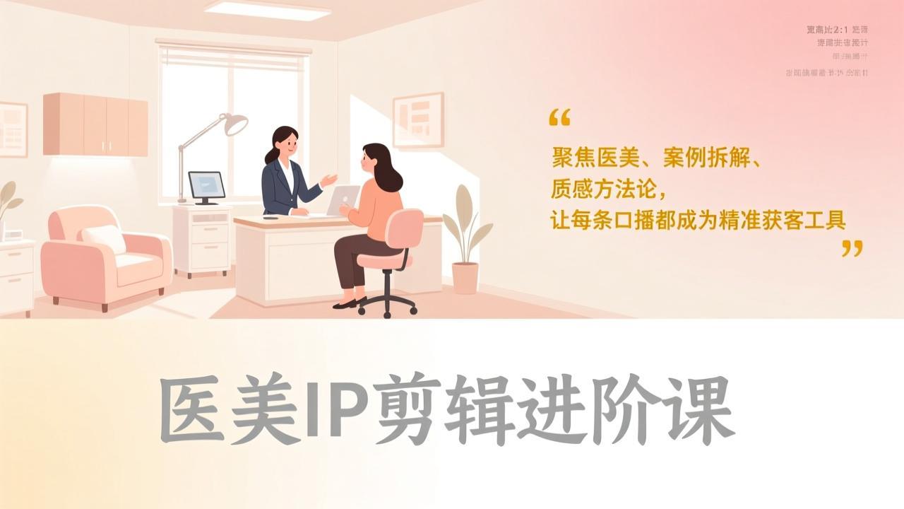 医美IP剪辑进阶课，聚焦医美、案例拆解、质感方法论，让每条口播都成为精准获客工具-泡泡网赚