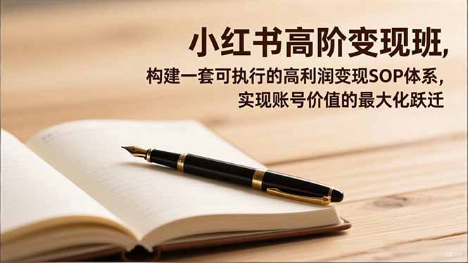 小红书高阶变现班，构建一套可执行的高利润变现SOP体系，实现账号价值的最大化跃迁-泡泡网赚