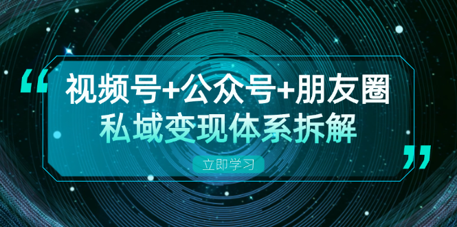 视频号+公众号+朋友圈私域变现体系拆解，全体平台流量枯竭下的应对策略-泡泡网赚
