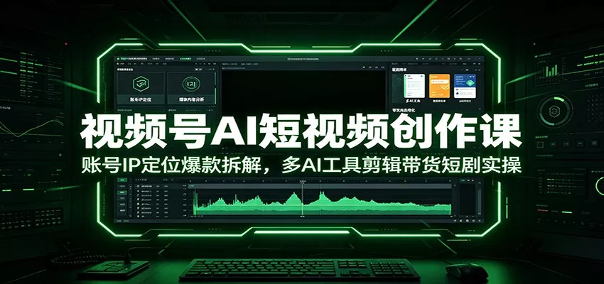 视频号AI短视频创作课：账号IP定位爆款拆解，多AI工具剪辑带货短剧实操-泡泡网赚