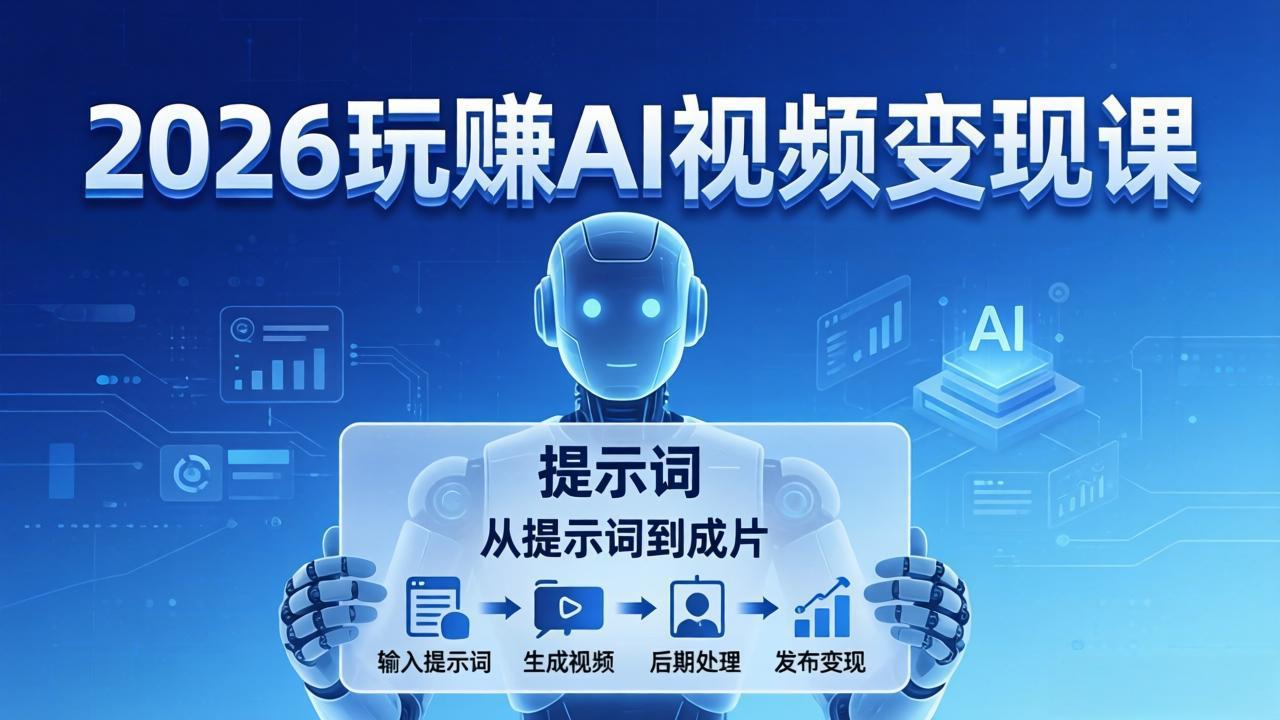 2026玩赚AI视频变现课：掌握 AI 视频全流程技能，从提示词到成片高效产出-泡泡网赚