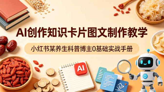 AI创作知识卡片图文制作教学，小红书某养生科普博主0基础实战手册-泡泡网赚