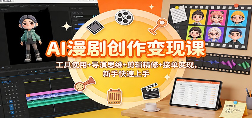AI漫剧创作变现课：工具使用+导演思维+剪辑精修+接单变现，新手快速上手-泡泡网赚
