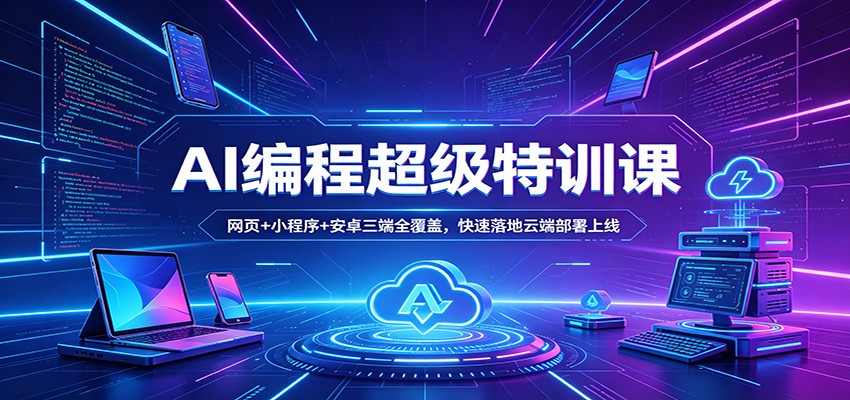 AI编程超级特训课：网页+小程序+安卓三端全覆盖，快速落地云端部署上线-泡泡网赚