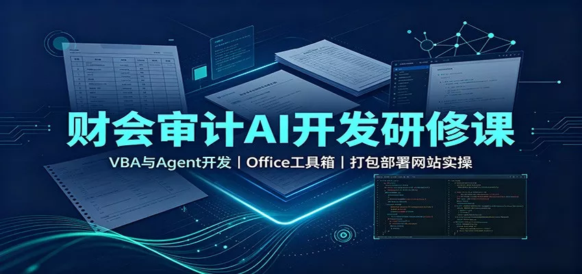 财会审计AI开发研修课：VBA与Agent开发，Office工具箱，打包部署网站实操-泡泡网赚