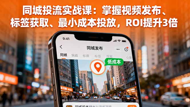 同城投流实战课：掌握视频发布、标签获取、最小成本投放，ROI提升3倍-泡泡网赚
