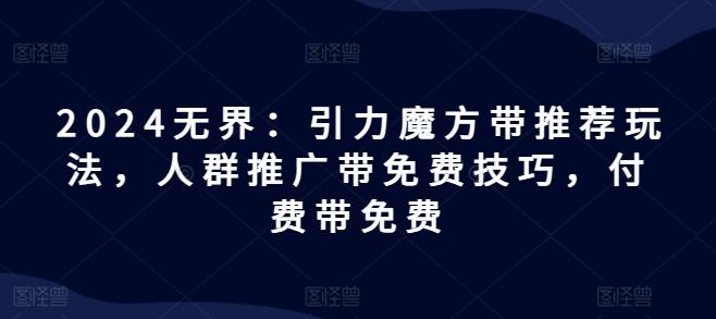2024无界：引力魔方带推荐玩法，人群推广带免费技巧，付费带免费-泡泡网赚
