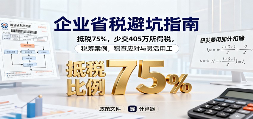 企业省税避坑指南：抵税75%，少交405万所得税，税筹案例，稽查应对与灵活用工-泡泡网赚