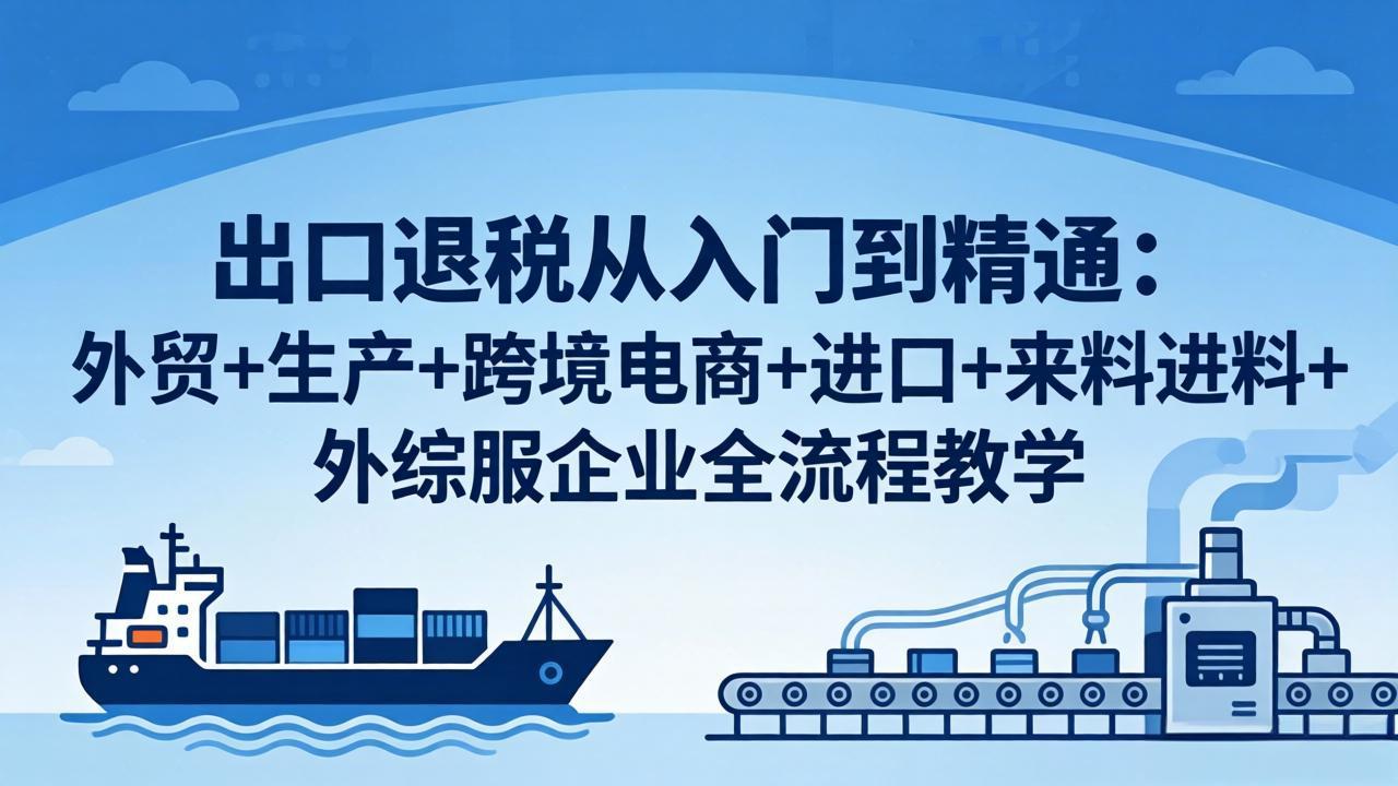 出口退税从入门到精通：外贸+生产+跨境电商+进口+来料进料+外综服企业全流程教学-泡泡网赚