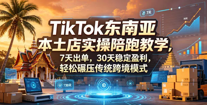 TikTok东南亚本土店实操陪跑教学，7天出单，30天稳定盈利，轻松碾压传统跨境模式(更新0819)-泡泡网赚