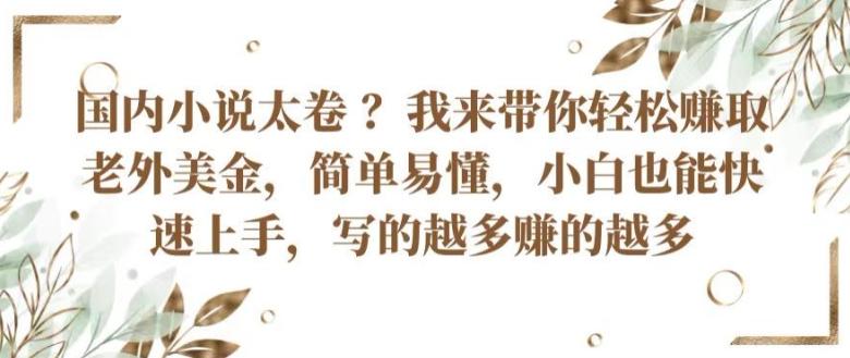 国内小说太卷 ?带你轻松赚取老外美金，简单易懂，小白也能快速上手，写的越多赚的越多【揭秘】-泡泡网赚