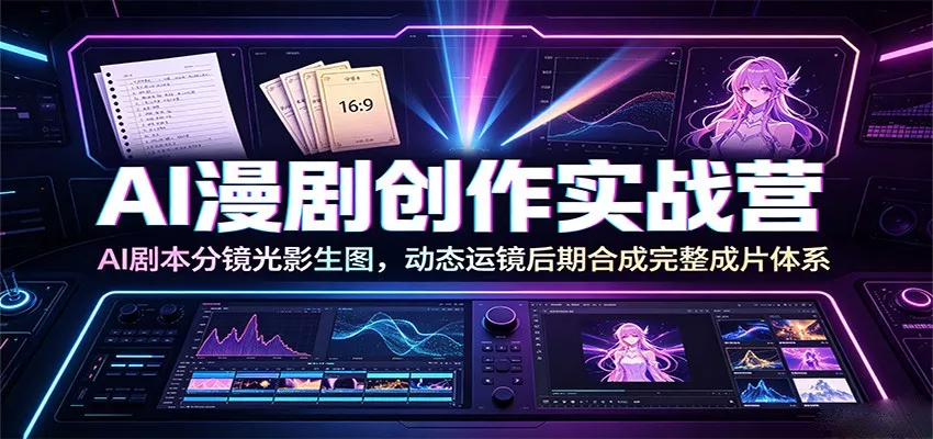 AI漫剧创作实战营：AI剧本分镜光影生图，动态运镜后期合成完整成片体系-泡泡网赚
