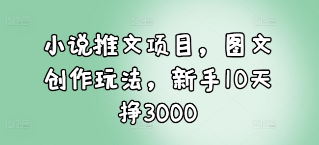 小说推文项目，图文创作玩法，新手10天挣3000-泡泡网赚