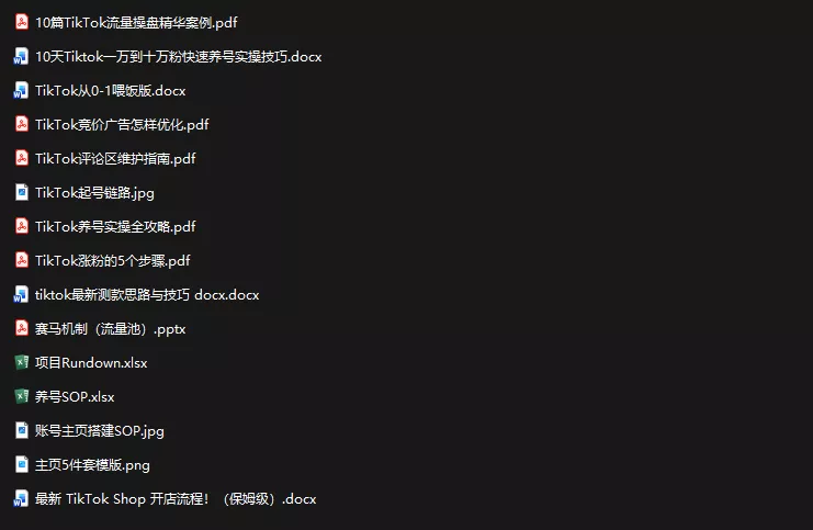 TikTok从0-1实操资料包：养号SOP+爆款公式+投流手册-泡泡网赚