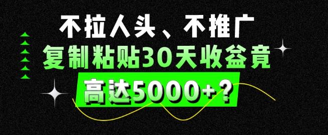 不拉人头、不推广，复制粘贴30天收益竟高达5000+？-泡泡网赚