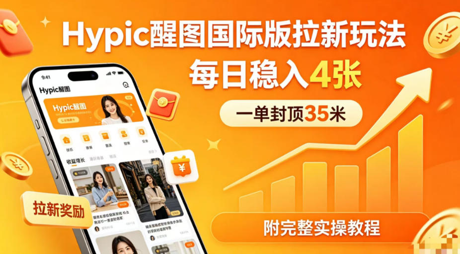 一单封顶35米，实测Hypic醒图国际版拉新玩法，每日稳入4张(附完整实操教程)-泡泡网赚