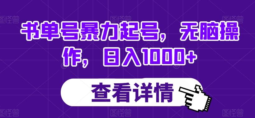 书单号暴力起号，无脑操作，日入1000+【揭秘】-泡泡网赚