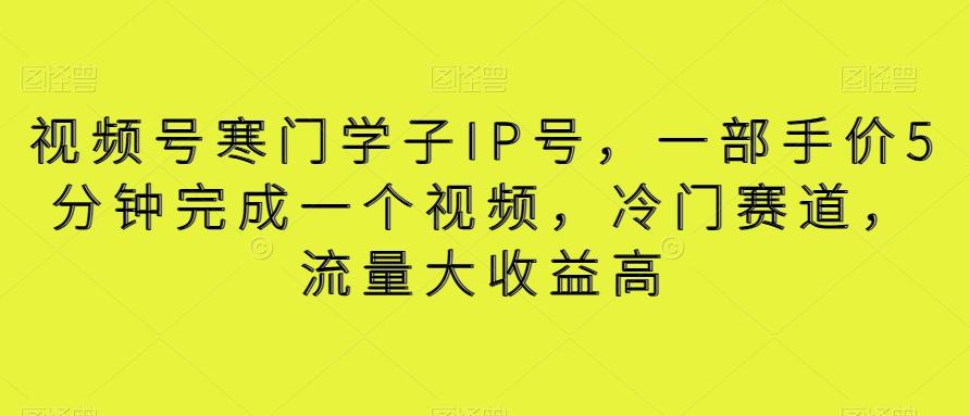 视频号寒门学子IP号，一部手价5分钟完成一个视频，冷门赛道，流量大收益高【揭秘】-泡泡网赚