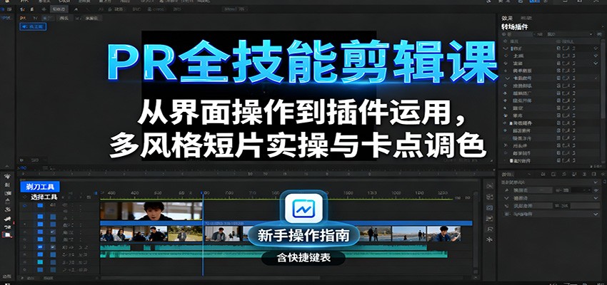 PR全技能剪辑课：从界面操作到插件运用，多风格短片实操与卡点调色-泡泡网赚
