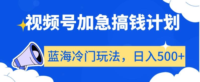 视频号加急搞钱计划，蓝海冷门玩法，日入500+【揭秘】-泡泡网赚