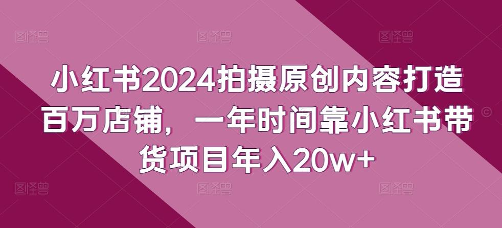 小红书2024拍摄原创内容打造百万店铺，一年时间靠小红书带货项目年入20w+-泡泡网赚