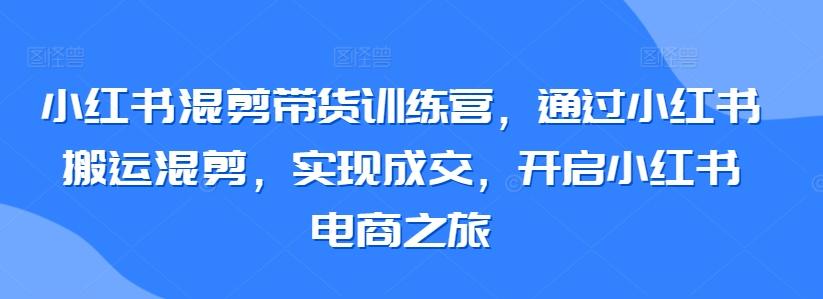 小红书混剪带货训练营，通过小红书搬运混剪，实现成交，开启小红书电商之旅-泡泡网赚
